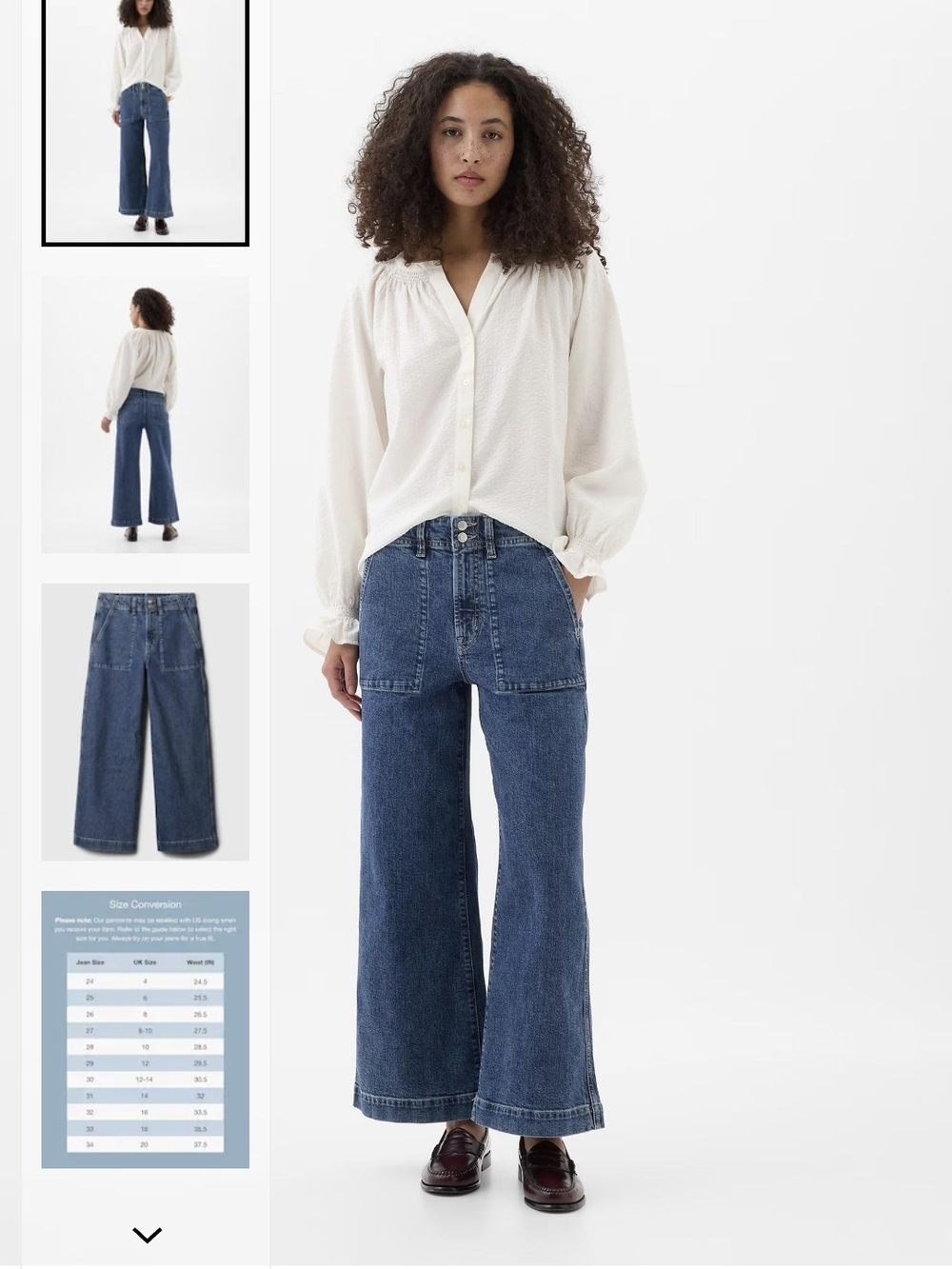 GAP Women's Dark Blue Wide-Leg Denim Jeans